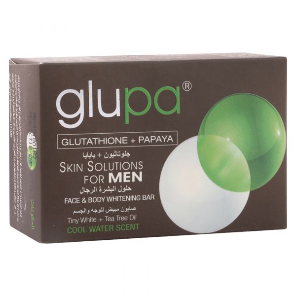 Glupa Glutathione + Papaya Skin Solutions For Men Face & Body Whitening Bar